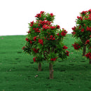 10 Pieces Plastic Model Trees with Red Flower Layout Train Railroad Landscape Scenery 1:200 Z Scale Building Kits Toys DIY