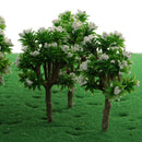 10 Pieces Plastic Model Trees with White Flower Layout Train Railroad Landscape Scenery 1:200 Z Scale Building Kits Toys DIY