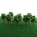10 Pieces Plastic Model Trees with White Flower Layout Train Railroad Landscape Scenery 1:200 Z Scale Building Kits Toys DIY