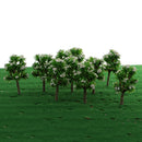 10 Pieces Plastic Model Trees with White Flower Layout Train Railroad Landscape Scenery 1:200 Z Scale Building Kits Toys DIY