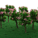 10 Pieces Plastic Model Trees with Pink Flower Layout Train Railroad Landscape Scenery 1:200 Z Scale Building Kits Toys DIY