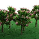 10 Pieces Plastic Model Trees with Pink Flower Layout Train Railroad Landscape Scenery 1:200 Z Scale Building Kits Toys DIY