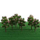 10 Pieces Plastic Model Trees with Pink Flower Layout Train Railroad Landscape Scenery 1:200 Z Scale Building Kits Toys DIY