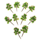 10 Pieces Plastic Model Trees with Pink Flower Layout Train Railroad Landscape Scenery 1:200 Z Scale Building Kits Toys DIY