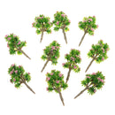 10 Pieces Plastic Model Trees with Pink Flower Layout Train Railroad Landscape Scenery 1:200 Z Scale Building Kits Toys DIY