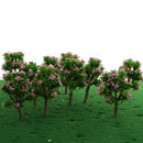 10 Pieces Plastic Model Trees with Pink Flower Layout Train Railroad Landscape Scenery 1:200 Z Scale Building Kits Toys DIY