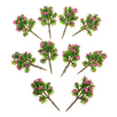 10 Pieces Plastic Model Trees with Rose Red Flower Layout Train Railroad Landscape Scenery 1:200 Z Scale Building Kits Toys DIY