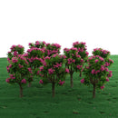 10 Pieces Plastic Model Trees with Rose Red Flower Layout Train Railroad Landscape Scenery 1:200 Z Scale Building Kits Toys DIY