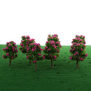 10 Pieces Plastic Model Trees with Rose Red Flower Layout Train Railroad Landscape Scenery 1:200 Z Scale Building Kits Toys DIY