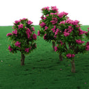 10 Pieces Plastic Model Trees with Rose Red Flower Layout Train Railroad Landscape Scenery 1:200 Z Scale Building Kits Toys DIY