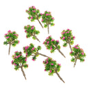 10 Pieces Plastic Model Trees with Rose Red Flower Layout Train Railroad Landscape Scenery 1:200 Z Scale Building Kits Toys DIY
