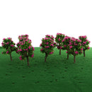 10 Pieces Plastic Model Trees with Rose Red Flower Layout Train Railroad Landscape Scenery 1:200 Z Scale Building Kits Toys DIY