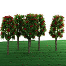 6 Pieces 18cm/7.08'' Red Flower Model Green Tree 1:64 S Scale Architectural Model Supplies Railroad House Park Street Layout Scenery