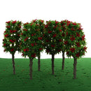 6 Pieces 18cm/7.08'' Red Flower Model Green Tree 1:64 S Scale Architectural Model Supplies Railroad House Park Street Layout Scenery