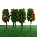 6 Pieces 18cm/7.08'' Red Flower Model Green Tree 1:64 S Scale Architectural Model Supplies Railroad House Park Street Layout Scenery
