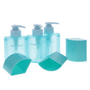 Portable 3 Pieces Press Pump Reusable Travel Size Bottles Set Makeup 288ml Blue