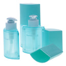 Portable 3 Pieces Press Pump Reusable Travel Size Bottles Set Makeup 288ml Blue