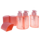 Portable 3 Pieces Press Pump Reusable Travel Size Bottles Set Makeup 288ml Coral Pink