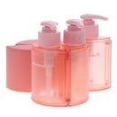 Portable 3 Pieces Press Pump Reusable Travel Size Bottles Set Makeup 288ml Coral Pink