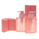 Portable 3 Pieces Press Pump Reusable Travel Size Bottles Set Makeup 288ml Coral Pink