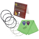 Portable 6 Guitar Pieces Strings 1 Piece Polishing Cloth Set for Classical Guitar Parts with 2 Pieces Picks