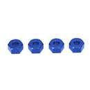 4 Pieces Professional Aluminum Alloy 12mm RC 1:10 Drive Wheel Hubs Hex Mount Adapter with Pins Set for Traxxas Slash 4x4 Blue