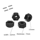 4 Pieces Professional Aluminum Alloy 12mm RC 1:10 Drive Wheel Hubs Hex Mount Adapter with Pins Set for Traxxas Slash 4x4 Black