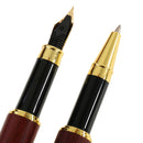 2 in 1 Red Bamboo Fountain Pen Ball Point Pen Rotatable Box Family Party Office Graduation Gifts