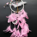 Sweet Petals Dreamcatcher Wind Chimes Feather Ornament Handmade Hanging Pendant Ornaments Kids Christmas Gift Pink