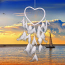 White Heart Dream Catcher Dreamcatcher Home Furnishing Window Handcraft Car Ornament DIY Party Wedding Decor 50cm/19.6inch