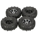 4 Pieces 1:10 Rubber Rock Crawler Tyres with Alloy Wheel Rim for RC4WD D110 AXIAL SCX10 Traxxas