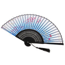 Folding Painting Sakura Bamboo Cloth Hand Held Fan Wedding Gift Home Decoration