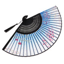 Folding Painting Sakura Bamboo Cloth Hand Held Fan Wedding Gift Home Decoration