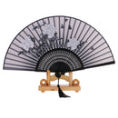 Folding Peony Bamboo Cloth Handheld Fan Chinese Style for Beach Summer Accessory 8.26inch