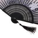 Folding Peony Bamboo Cloth Handheld Fan Chinese Style for Beach Summer Accessory 8.26inch