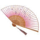 Folding Painting Flower Sakura Bamboo Cloth Handheld Fan Wedding Gift Home Decoration