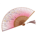 Folding Painting Flower Sakura Bamboo Cloth Handheld Fan Wedding Gift Home Decoration