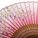 Folding Painting Flower Sakura Bamboo Cloth Handheld Fan Wedding Gift Home Decoration