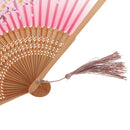 Folding Painting Flower Sakura Bamboo Cloth Handheld Fan Wedding Gift Home Decoration