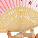 Portable Chinese Japanese Folding Hand Held Fan Pink Silk Lady Dancing Fan Summer