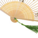 Vintage Chinese Bamboo Hand Folding Pocket Fan with Flower Blossom Print Gift