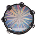 Double Row Jingle Wood Polyester Radiant Tambourine Hand Drum Band Accompaniment 8.03 x 2.16inch