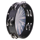Double Row Jingle Wood Polyester Radiant Tambourine Hand Drum Band Accompaniment 8.03 x 2.16inch