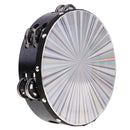Double Row Jingle Wood Polyester Radiant Tambourine Hand Drum Band Accompaniment 8.03 x 2.16inch
