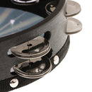 Double Row Jingle Wood Polyester Radiant Tambourine Hand Drum Band Accompaniment 8.03 x 2.16inch