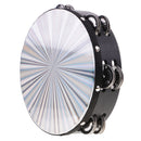 Double Row Jingle Wood Polyester Radiant Tambourine Hand Drum Band Accompaniment 8.03 x 2.16inch