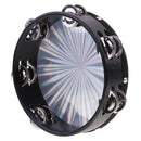 Double Row Jingle Wood Polyester Radiant Tambourine Hand Drum Band Accompaniment 8.03 x 2.16inch