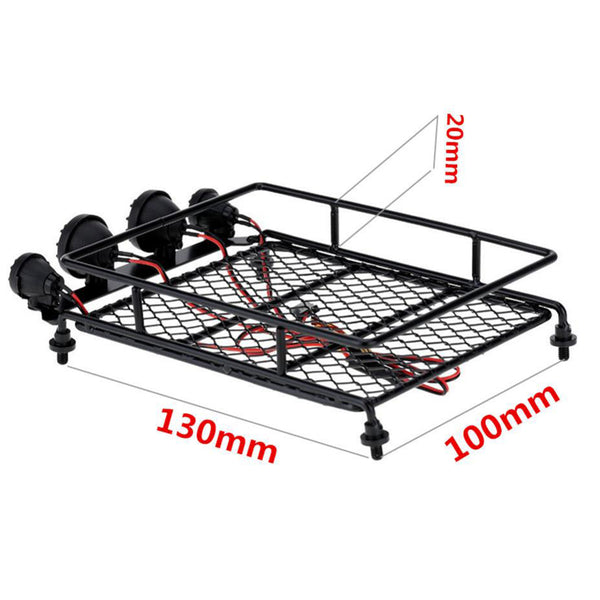 RC Luggage Roof Rack w/ 4 White LED Light Bars for 1/10th Traxxas Redcat HSP