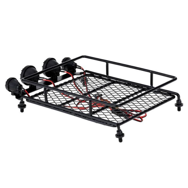 RC Luggage Roof Rack w/ 4 White LED Light Bars for 1/10th Traxxas Redcat HSP