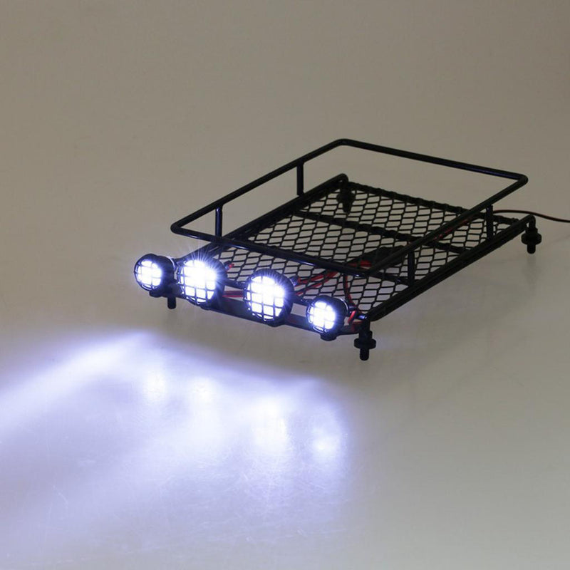 RC Luggage Roof Rack w/ 4 White LED Light Bars for 1/10th Traxxas Redcat HSP